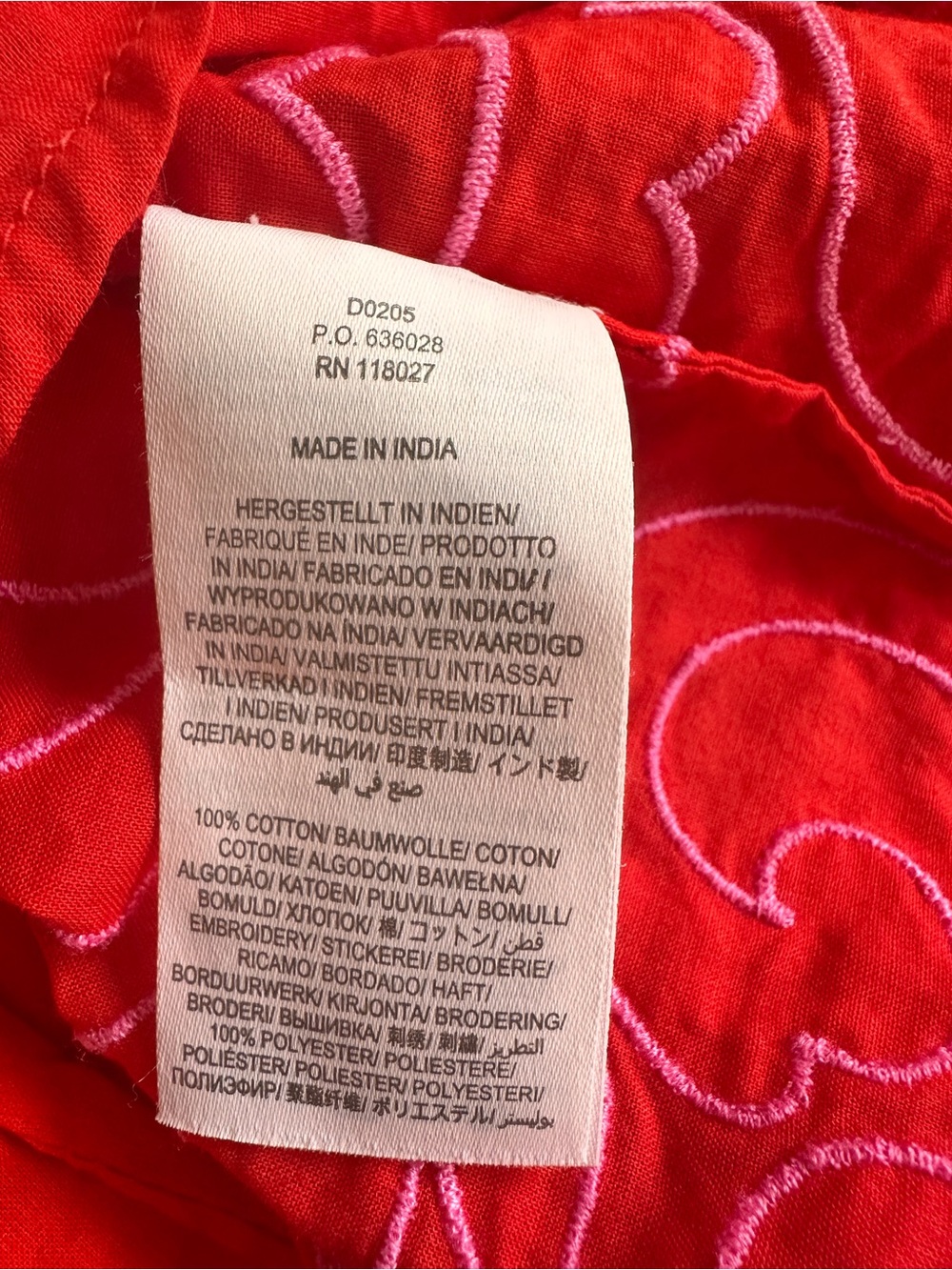 Boden Red Midi Dress with Pink Embroidery - Picture 5 of 6